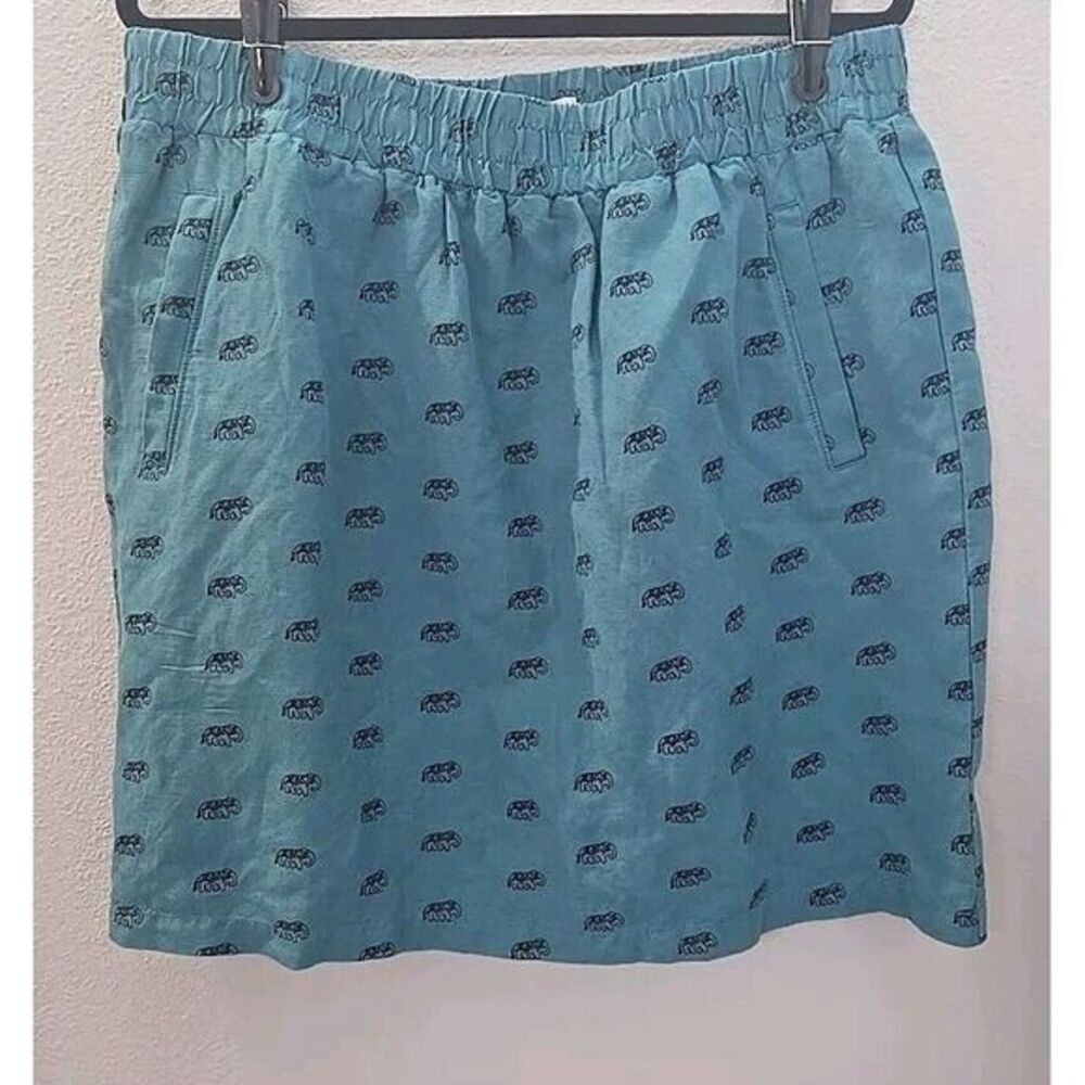 Loft Outlet Skirt Womens Petite L Green Mid Length Cotton Blend Bottom